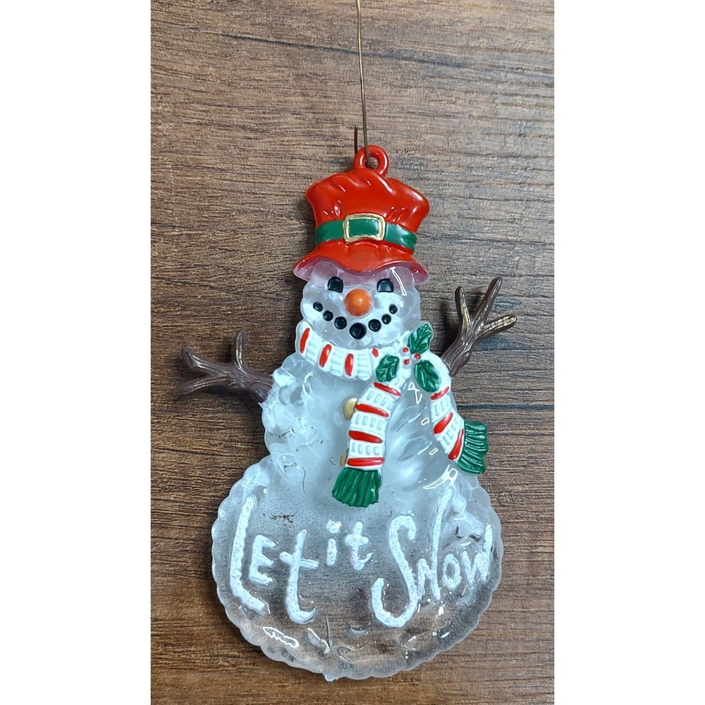 Vintage Kurt S Adler Clear Snowman Let Is Snow Holiday Ornament Christmas A4
